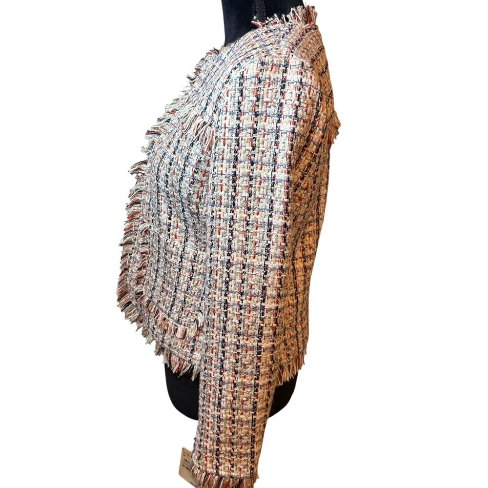 Halogen | Tweed Fringe Blazer in Ivory Multicolor | Sz SP - Picture 4 of 9